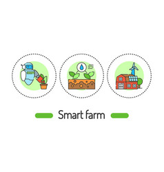 Smart Farm Outline Concept Plant And Animal