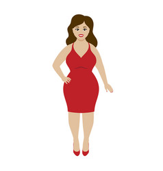 Beautiful Curvy Woman In Red Dress Icon