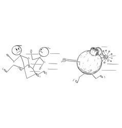 Bomb Chasing People Running Away Cartoon Stick