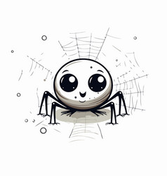 Cute Cartoon Spider With Eyes On White Background