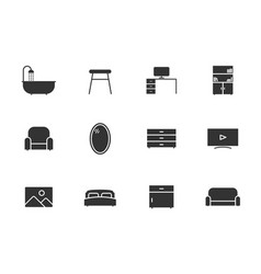 Furniture Glyph Icons Isolated