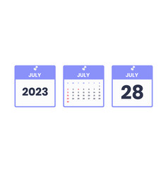 July Calendar Design 28 2023 Calendar Icon