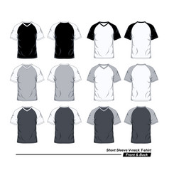 Short Sleeve V-neck Raglan T-shirt In Black White