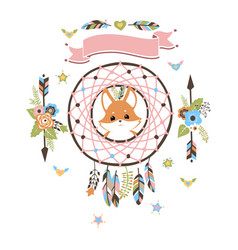 Boho Dream Catcher With Baby Fox Inside