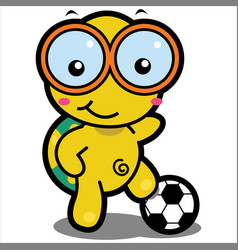 Cartoon Animal Design Tortoise Playing Football