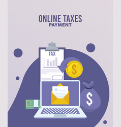 Online Taxes Payment With Laptop And Checklist