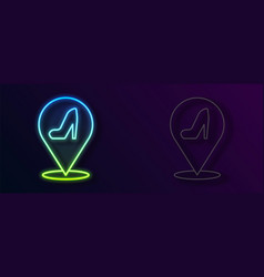 Glowing Neon Line Woman Shoe With High Heel Icon