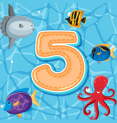 Number Five With Sea Animals