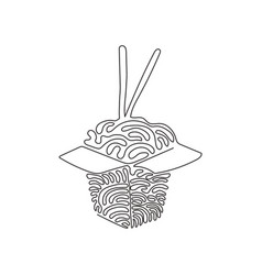 Single Continuous Line Drawing Noodle In Box