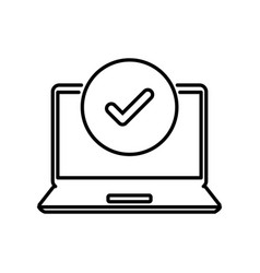 Validate Icon With Thin Line Laptop And Checkmark