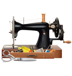 Vintage Manual Sewing Machine With Accessories