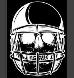 White Silhouette Of Skull Football Helmet On Black