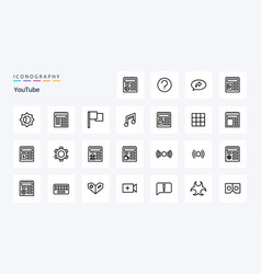 25 Youtube Line Icon Pack