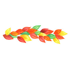 Colorful Fall Leaves Garland Watercolor For Autumn