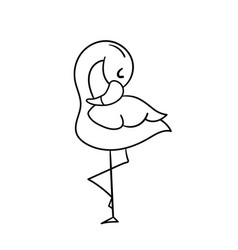 Cute Cartoon Flamingo Standing On One Leg A Funny