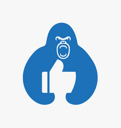 Gorilla Thumbs Up Logo Negative Space Concept