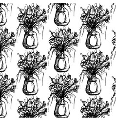 Pattern With Hand Drawn Of Still Life With Floral