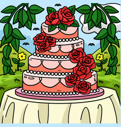 Wedding Cake Colored Cartoon