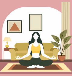 Flat Design Of Woman Is Practicing Yoga Pose