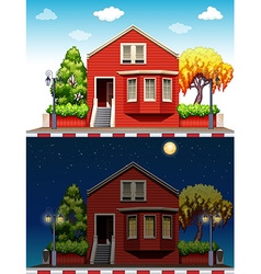 Single House At Daytime And Nighttime