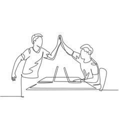 Business Deal Concept One Line Drawing Young