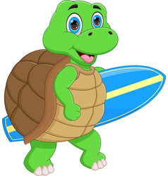 Cute Turtle Carrying Surfboard