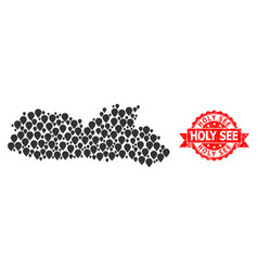 Rubber Holy See Stamp And Pointer Mosaic Map