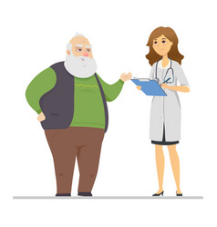 Senior Man Talking With A Doctor - Flat Design