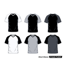 Short Sleeve V Neck T Shirt Black White And Gray