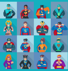 Superhero Square Icons Set