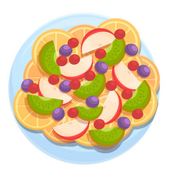 Top View Fruit Salad Icon Cartoon Style