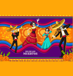 Cartoon Dia De Los Muertos Paper Cut Banner