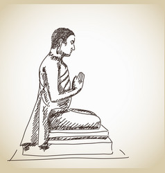 Hand Drawn Meditating Buddha Statue