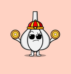 Cute Cartoon Garlic Chinese Character Holding Coin