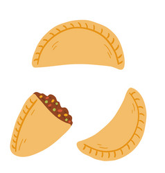 Empanadas In Cartoon Flat Style Hand Drawn