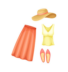 Female Summer Clothes Set Tank Top Skirt Straw