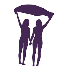 Lesbian Couple Holding Hands Silhouette