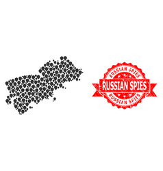 Scratched Russian Spies Seal And Mark Mosaic Map