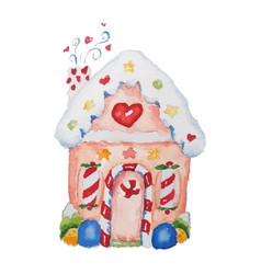 Watercolor Gingerbread House Christmas Mood