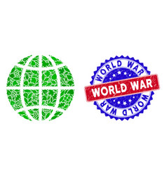 Bicolor World War Distress Rubber Stamp And Herbal