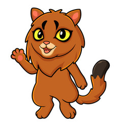 Cute Somali Cat Cartoon Waving Hand