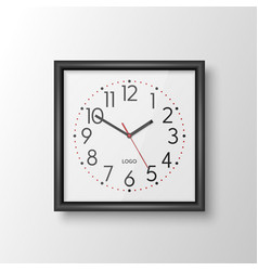 3d Realistic Black Square Wall Office Clock