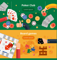 Gambling Games Flat Banners Set Games