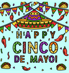 Happy Cinco De Mayo Banner Colored Cartoon