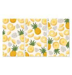 Set Of Pineapple Backgrounds Summer Tropical