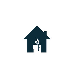 Home With Candle Logo Design Concept