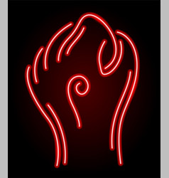 Line Art With Red Neon Fist Shape