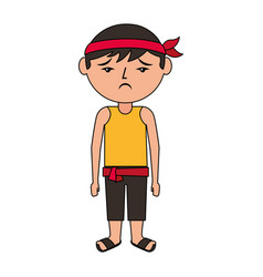 Sad Cartoon Chinese Man Standing