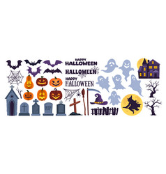 Set Of Halloween Icons Stickers With Creepy