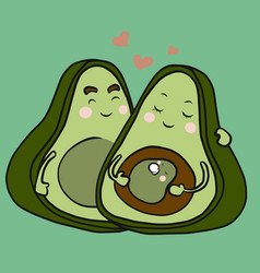 Avocado Family Daddy Mommy And Baby Cartoon